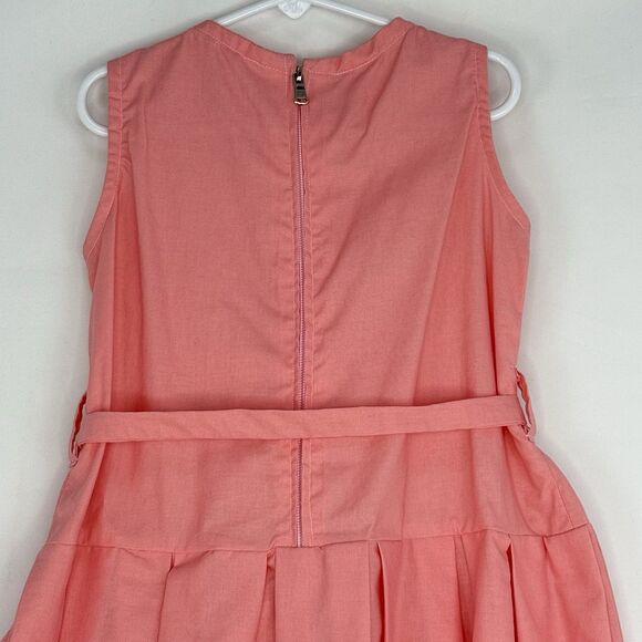 NEW GIRLS SIZE 5T PLEATED PINK COTTON DRESS BELT WAIST SLEEVELESS - Picture 4 of 12